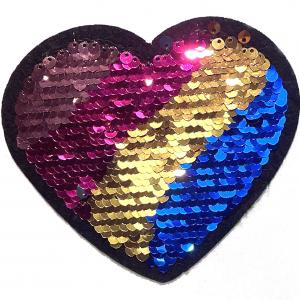 Custom Embroidery sequin patches heart pattern